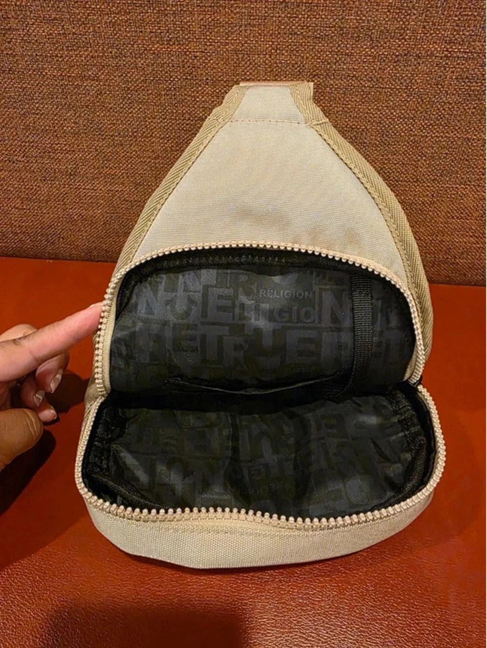 True Religion Crossbody Sling Bag Beige. new